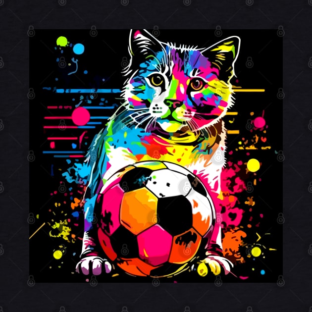 Soccer Cat - Soccer Futball Football - Graphiti Art Graphic Paint by MaystarUniverse